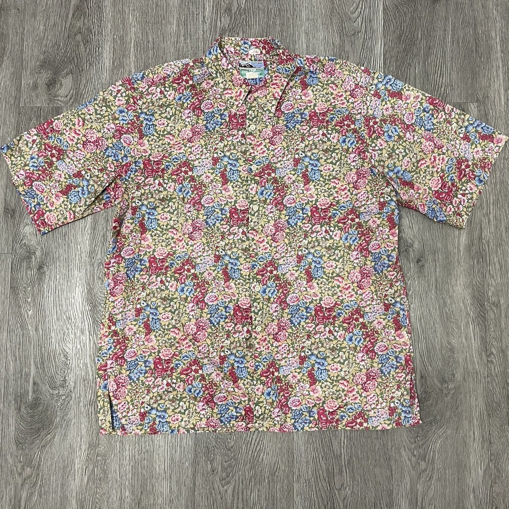 VTG Reyn Spooner Shirt Mens Large Red Pink Floral Hawaii Aloha